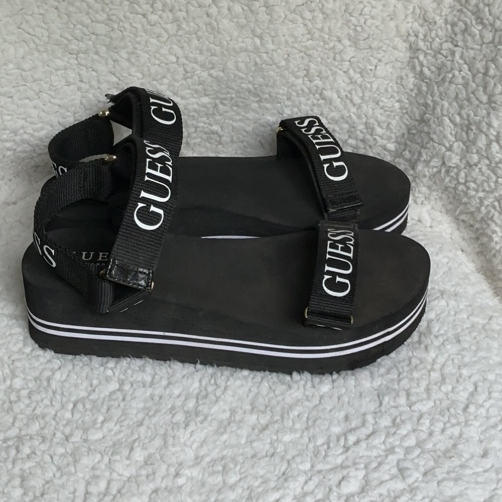 Guess Black Platform Sandals Size 7 - Picture 4 of 7